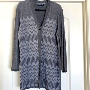 Jones New York Long Cardigan Womens XL Black grey Open Front Office Career